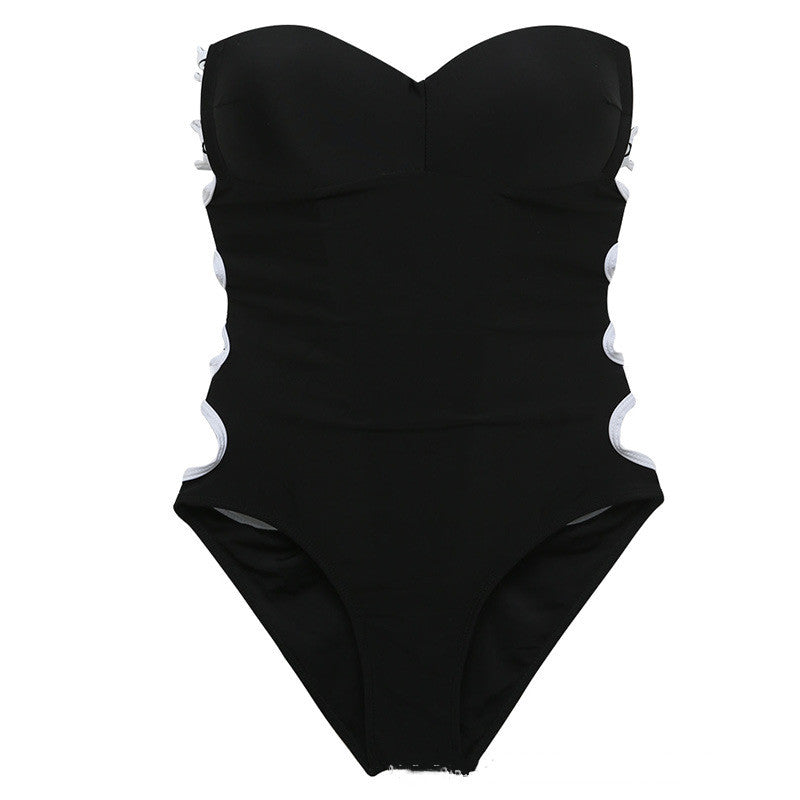 Solid Color New One-piece Strap Multi-rope Swimsuit