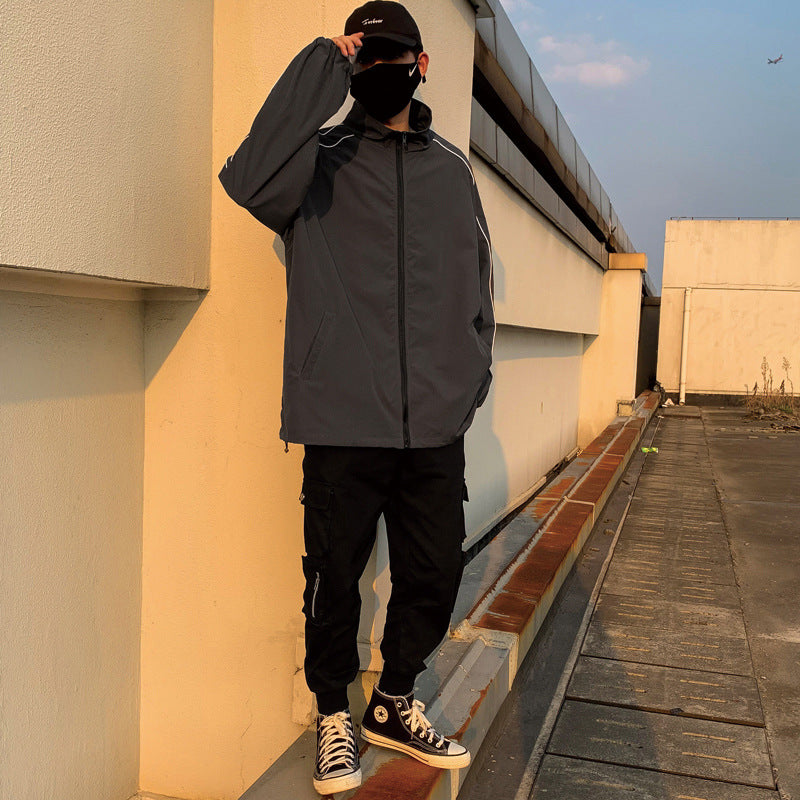 Men's Handsome Plus Size Loose Trend Sports Jacket Couples Stand-up Collar Jacket Men