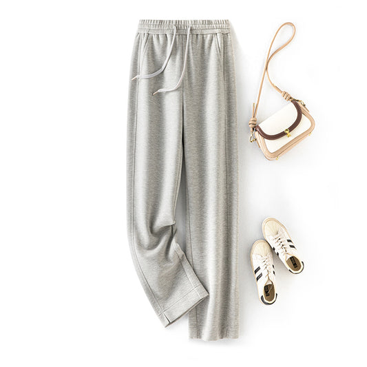 Autumn And Winter New Soft Glutinous Wool Straight Elastic Waist Long Sweatpants