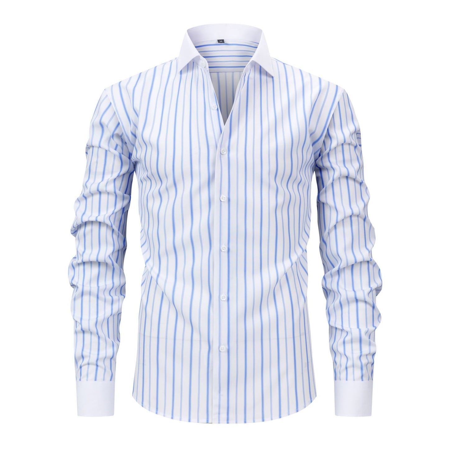 Mens Windsor-collar Long-sleeve Stretch Wrinkle-resistant Easy-care Shirt