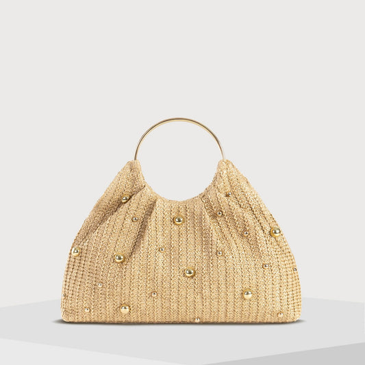 Women's Fashion Solid Color Straw Woven Handbag