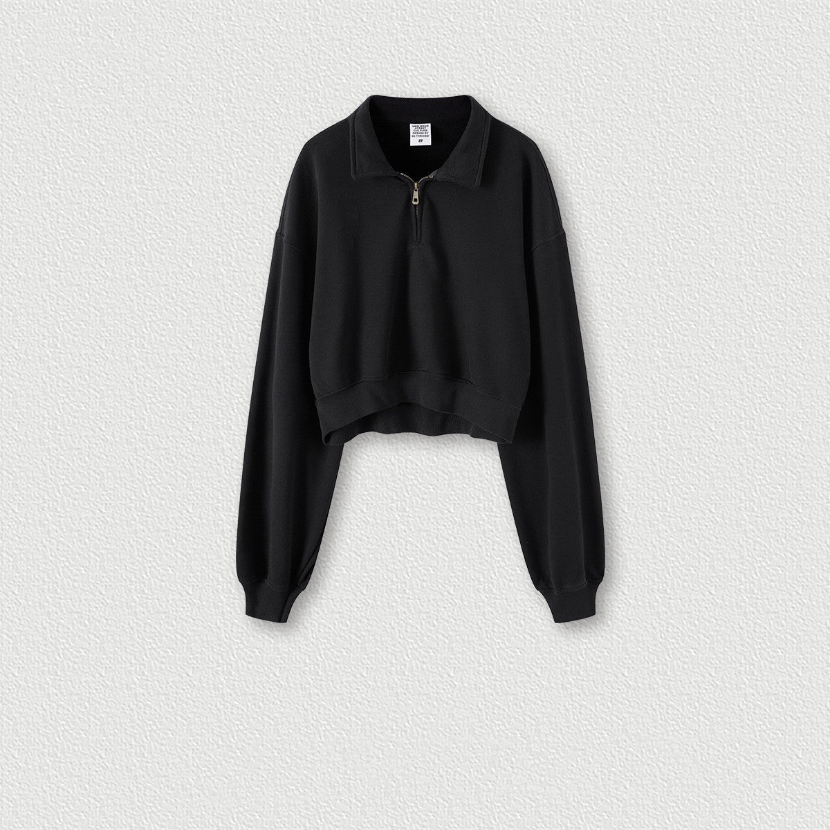 Vintage Washable Lapel Half Zip Short Sweater For Women