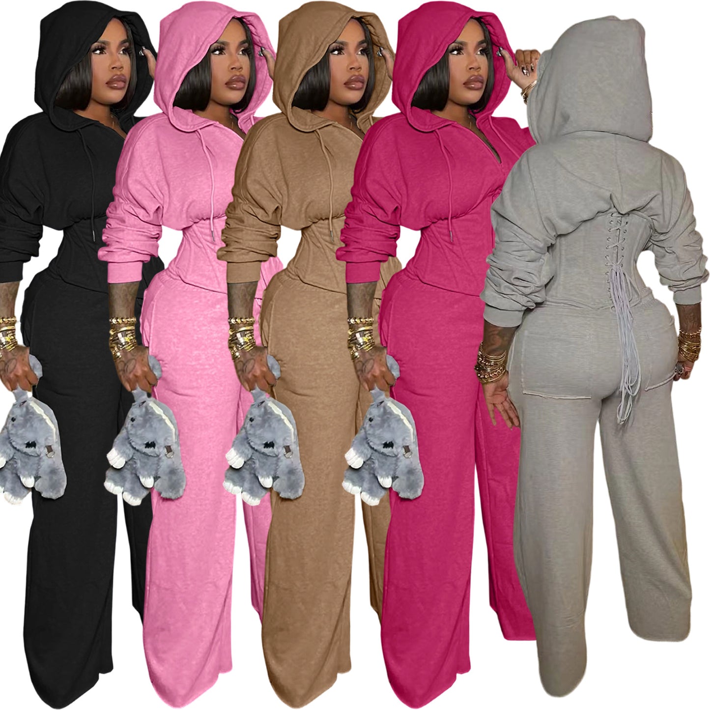 Stylish Womens Tie-Waist Casual Two-Piece Set