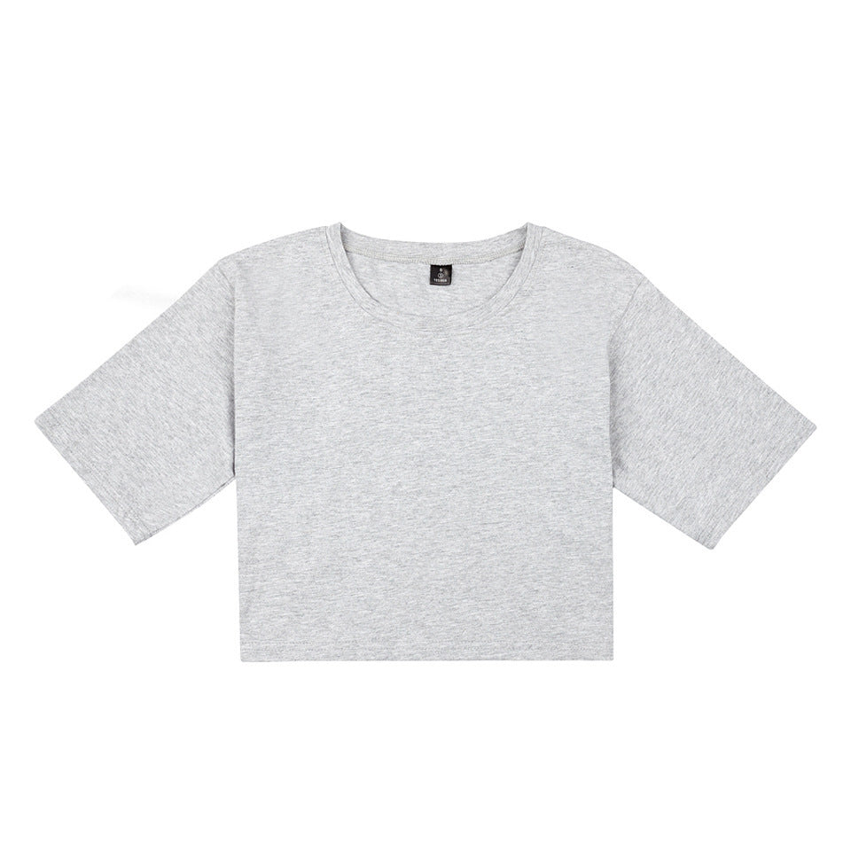 Solid Color Revealing T-shirt Female Dance Practice Dance Culture