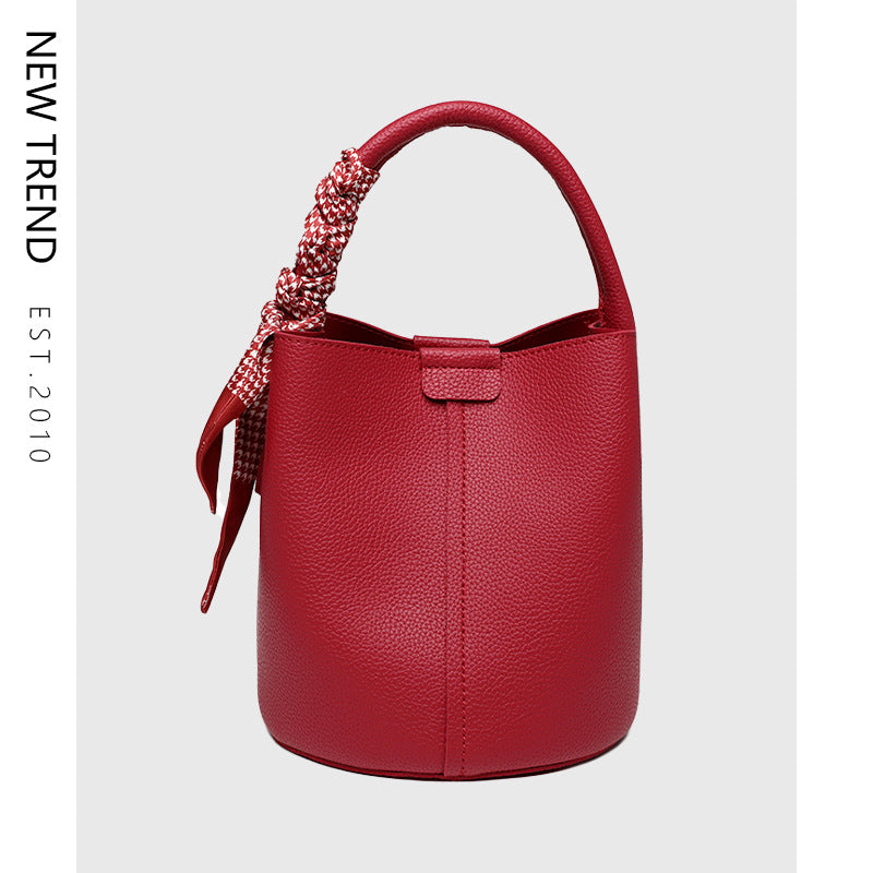 Niche Lychee Pattern Soft Leather Fashion All-match Messenger Bag