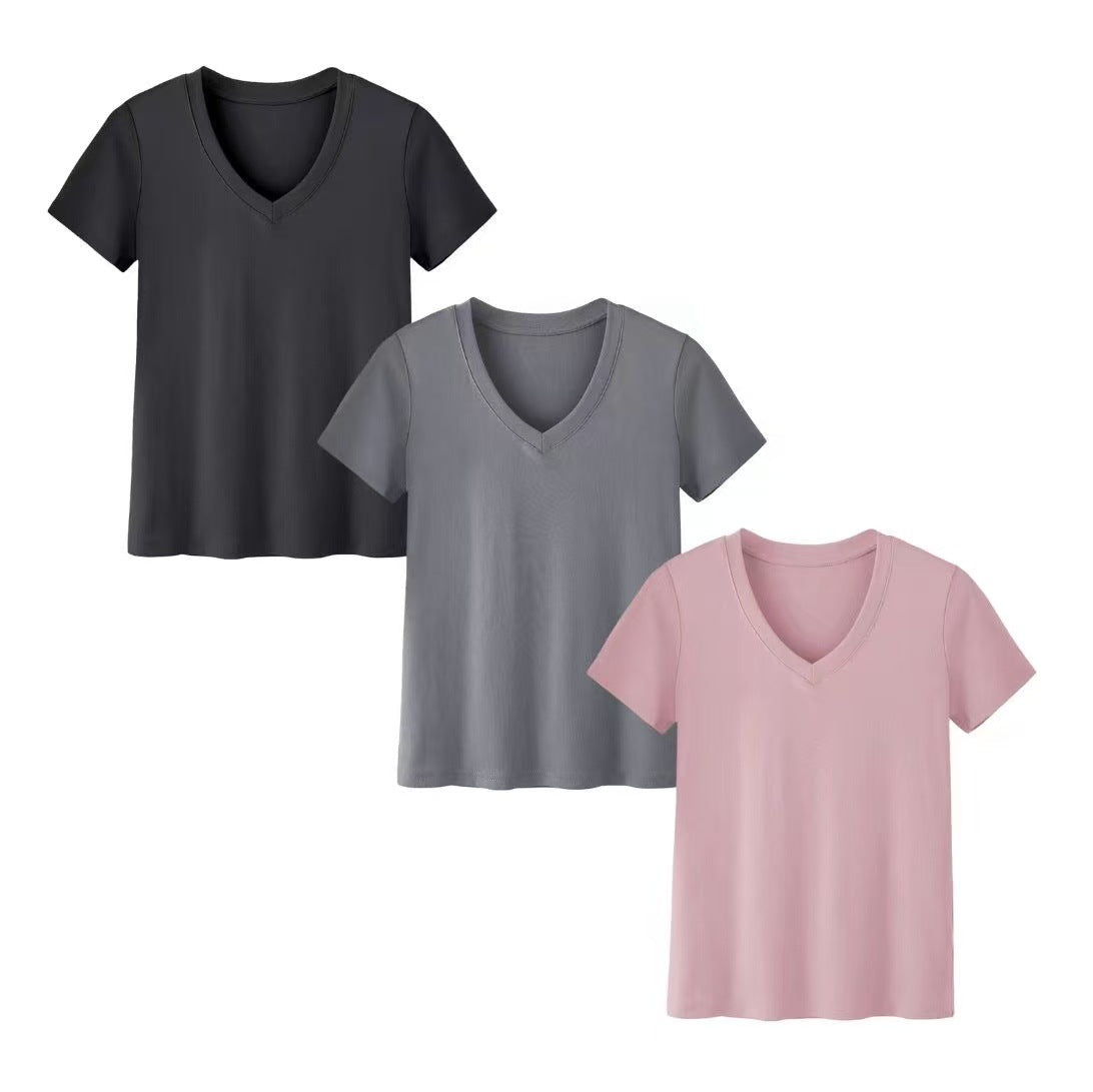 Loose Short-sleeved Top Combination Solid Color Women's Clothing