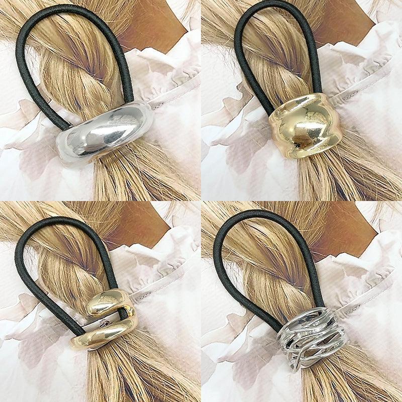 Simple Small Rubber Band Headband Hair Accessories Metal Geometry