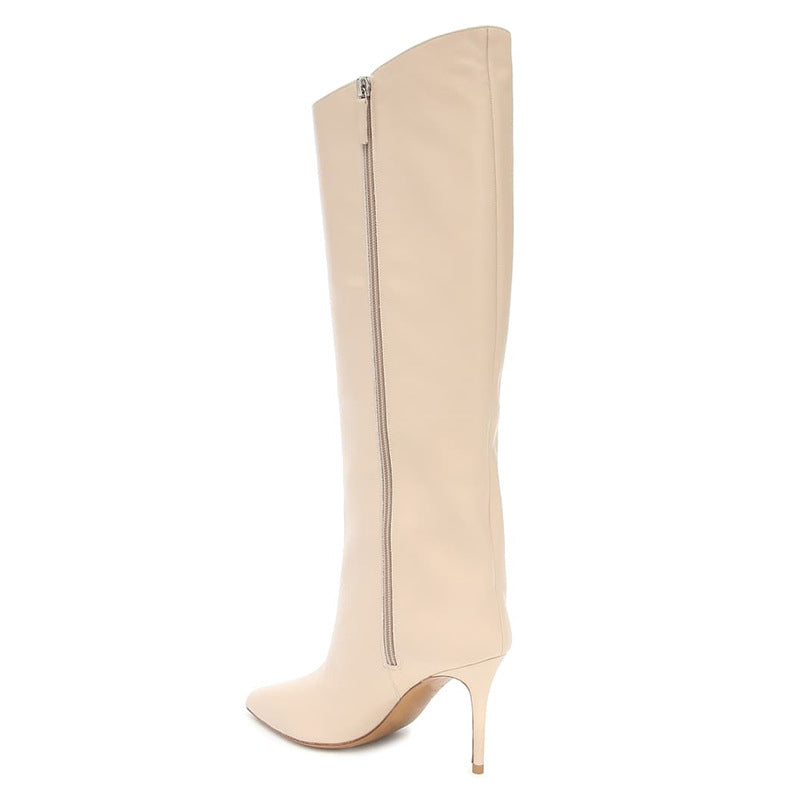 Women's Pointed Toe Stiletto Heel Full Zip Inside Knee Boots