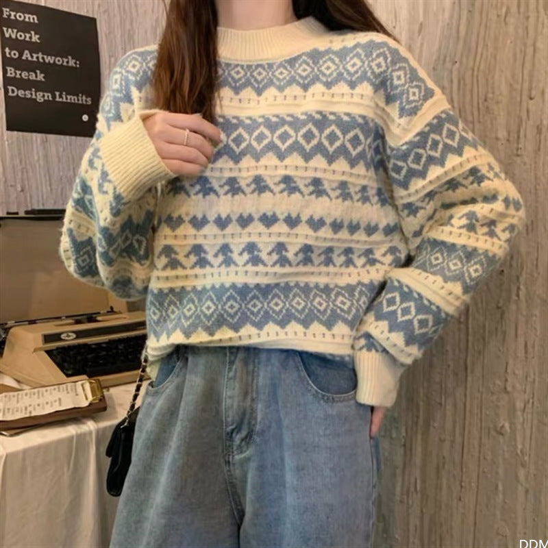 Women's Literary And Artistic Port Style Sweater Loose Sweet Pullover