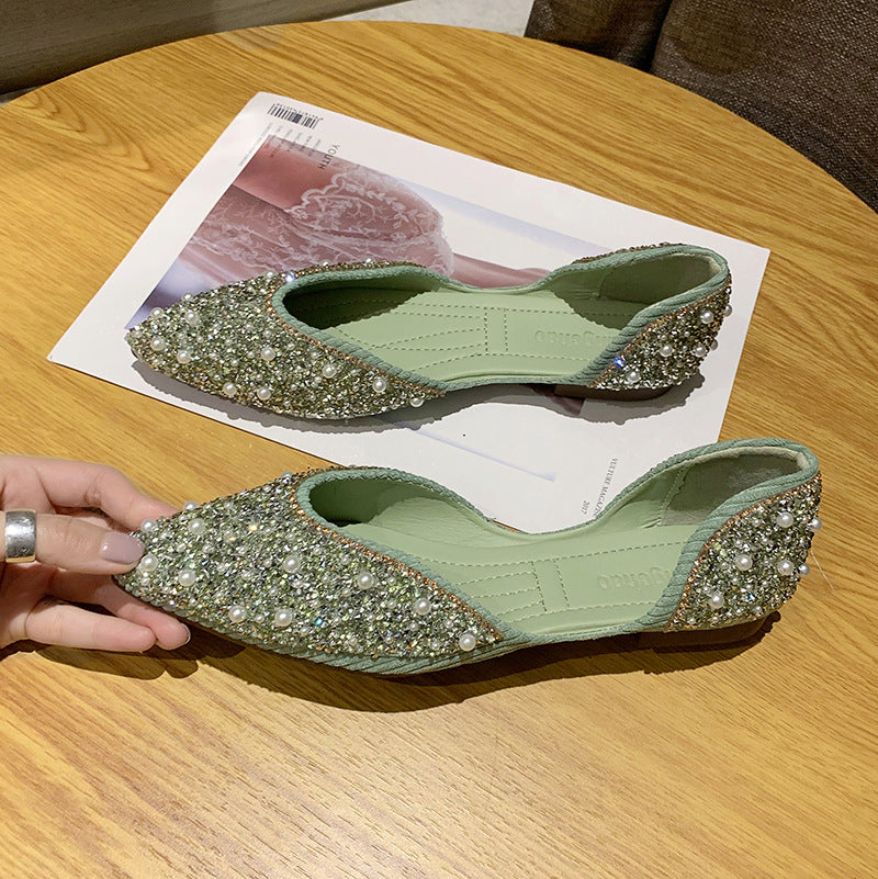 Women's Pearl Rhinestone Shallow Pointed Toe Shoes