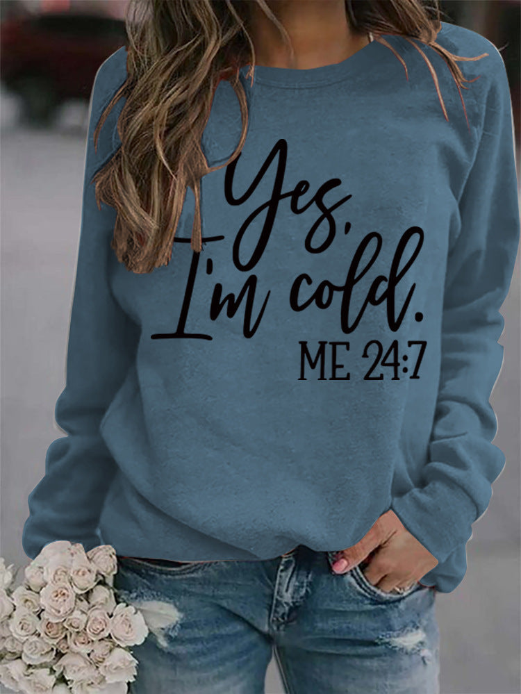Loose Casual Letters Round Neck Print Sweatshirt