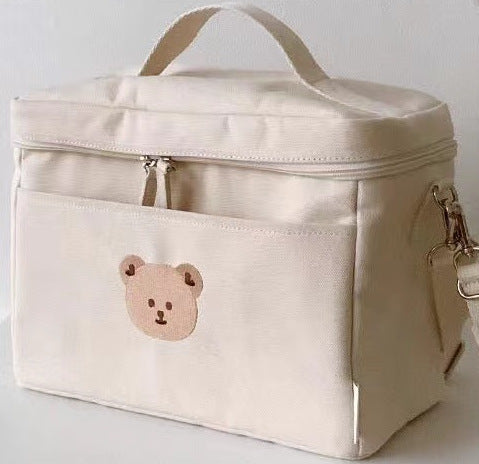 Embroidered Bear Insulated Baby Stroller Storage Bag