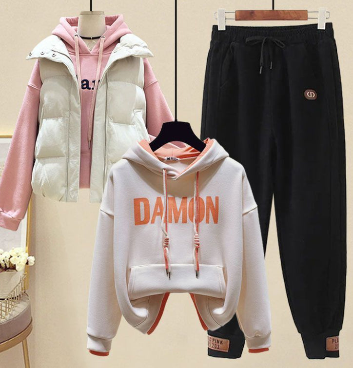 Forest-style Fleece-Lined Sweater Set A Street-Style Three-Piece Outfit For Women This FallWinter