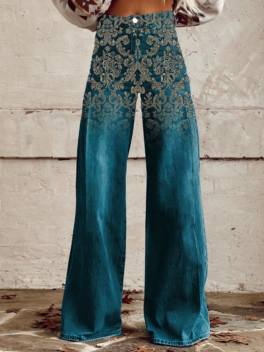 Pattern Women's Wide-legged Pants Anti-jeans 3D Digital Printing