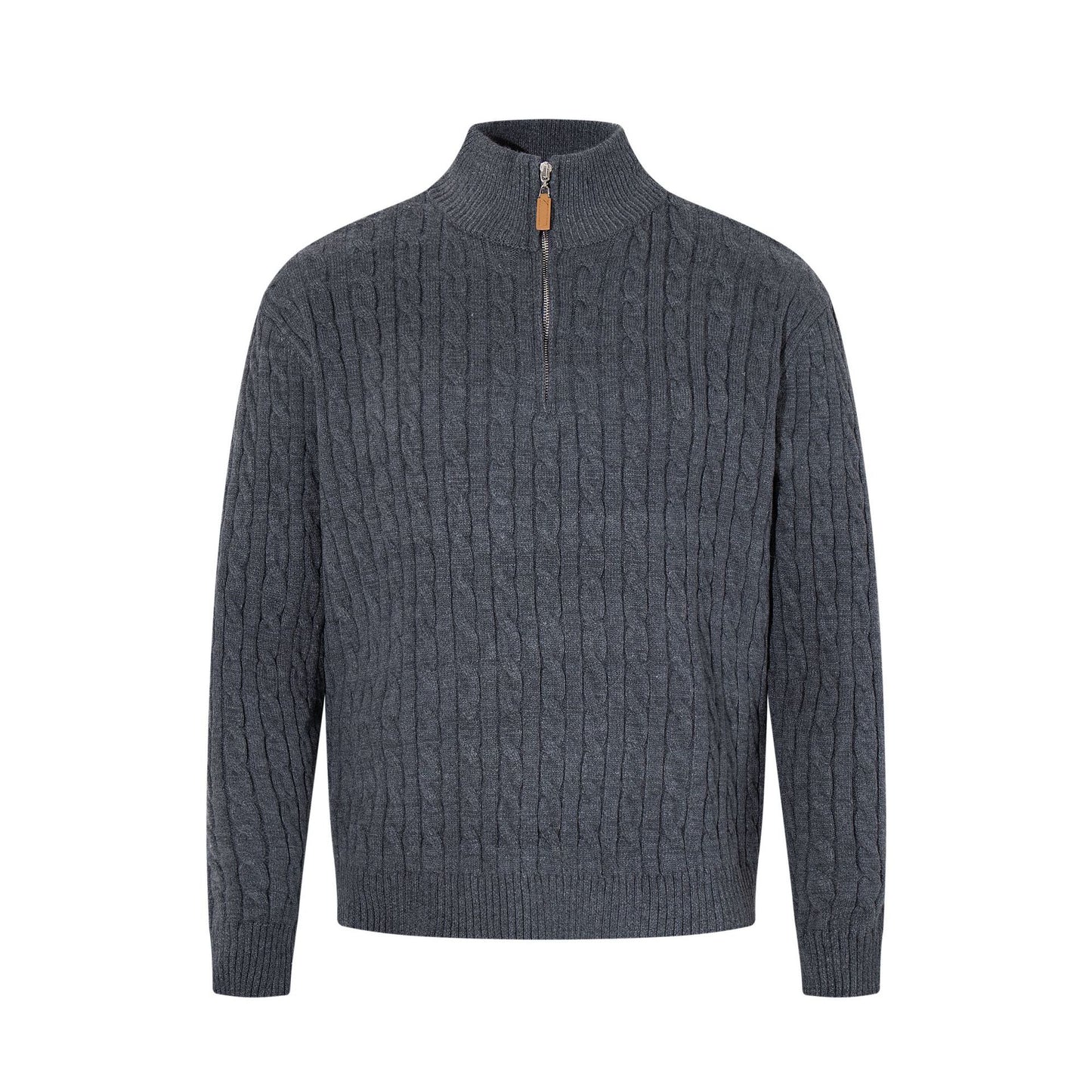 Retro Cable-Knit Half-Zip Sweater Casual Knitted Top