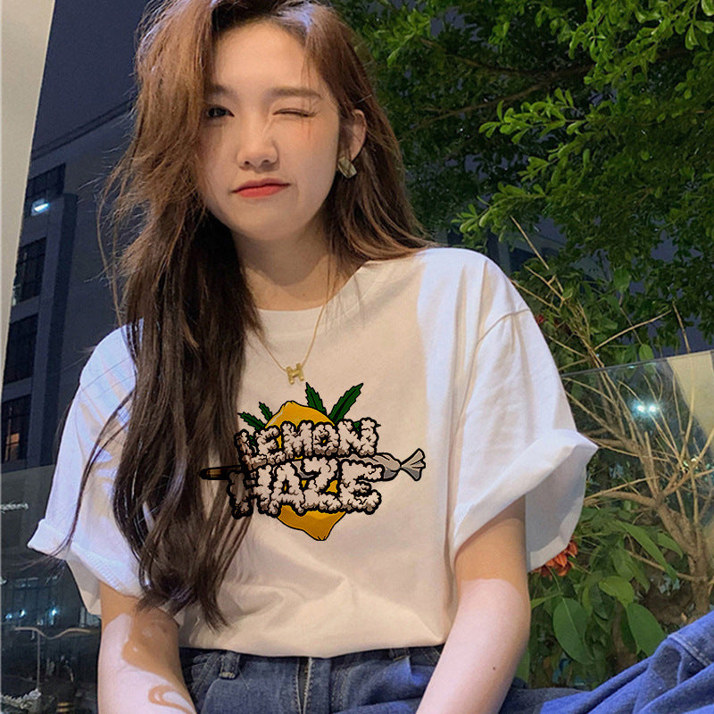 Short-sleeved Women's Clothing Ins Fashion Printing Fashion All-matching