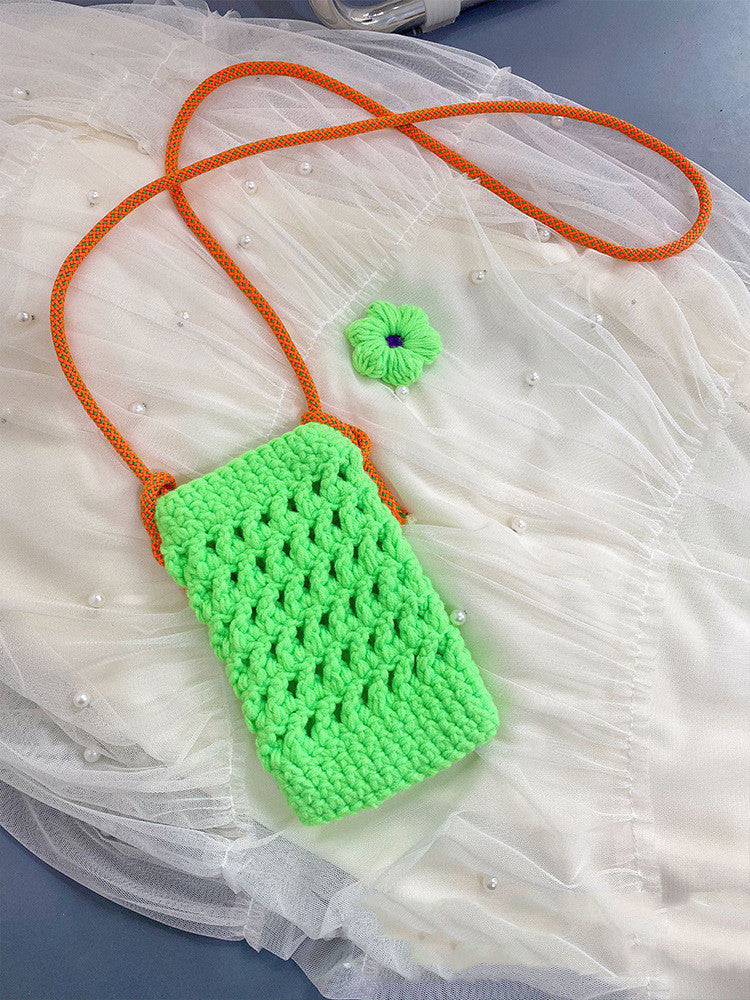 Knitted Woolen Crossbody Mobile Phone Bag Handmade