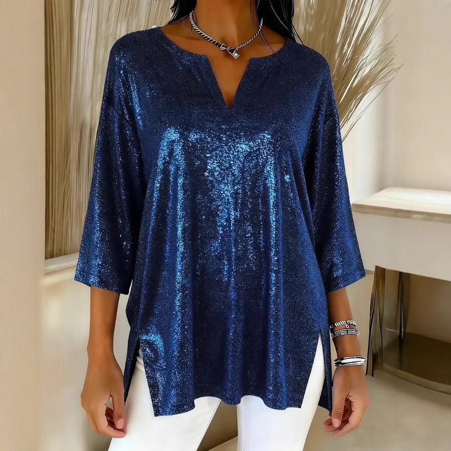 Independent Site Women's Shiny Christmas Long Sleeve Top