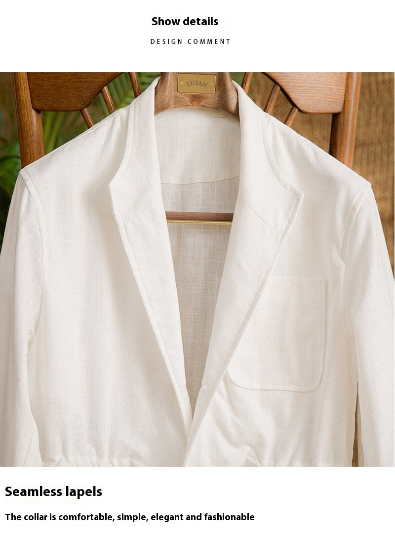Men's Linen Cotton Thin Breathable Casual Coat Jacket