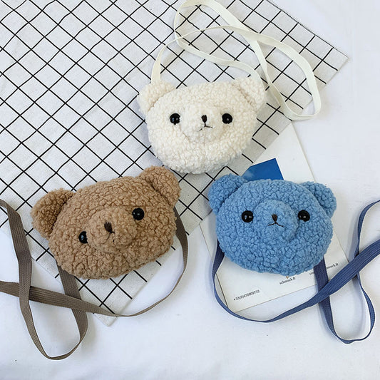 Women's Cartoon Cute Bear Plush Shoulder Bag
