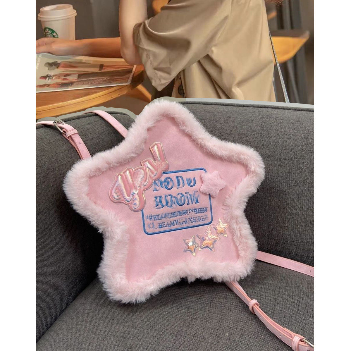 Ins Style Special-interest Design Embroidered Five-pointed Star Backpack