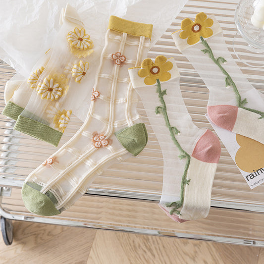 Medium Tube Socks With Transparent Tulip