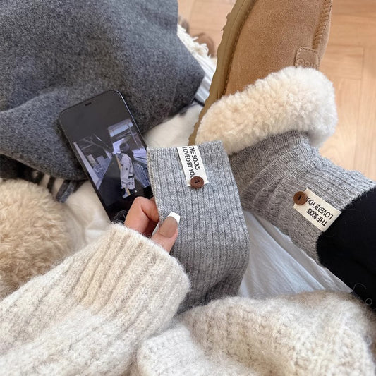Womens Chunky-knit Socks With Buttons
