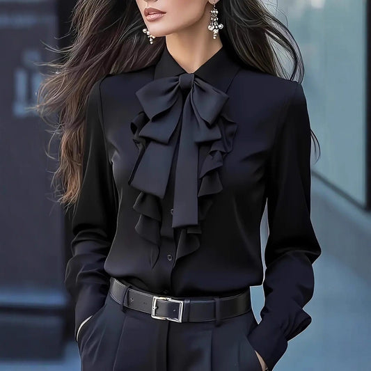 Sophisticated And Elegant Long-sleeve Solid-color Shirt