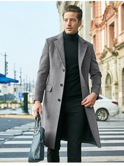 Men's Long-sleeved Wool Coat For Autumn And Winter