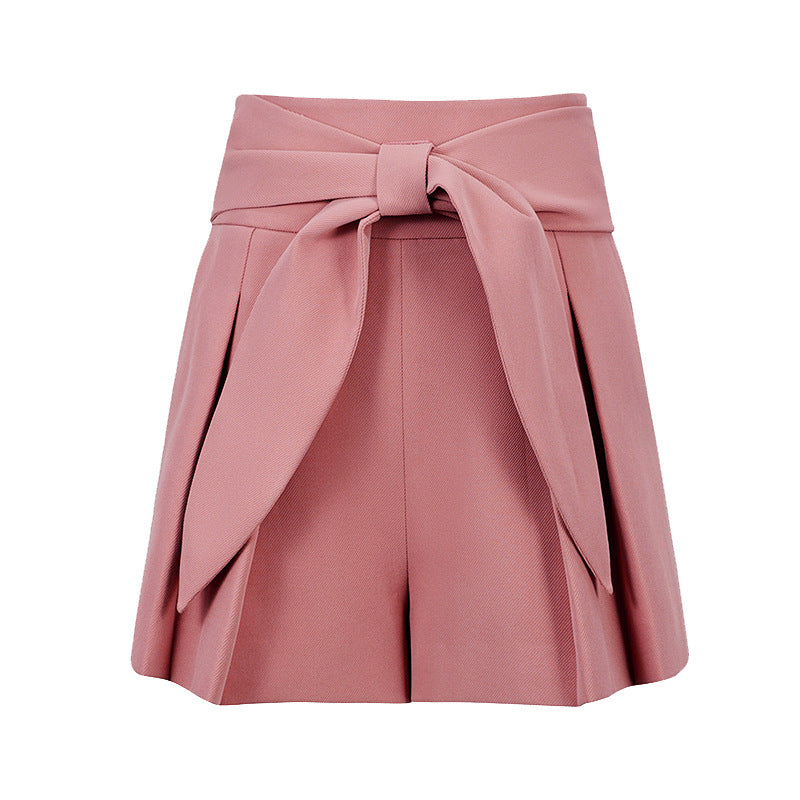 High Waist Shorts With Detachable Belt Pleats Casual