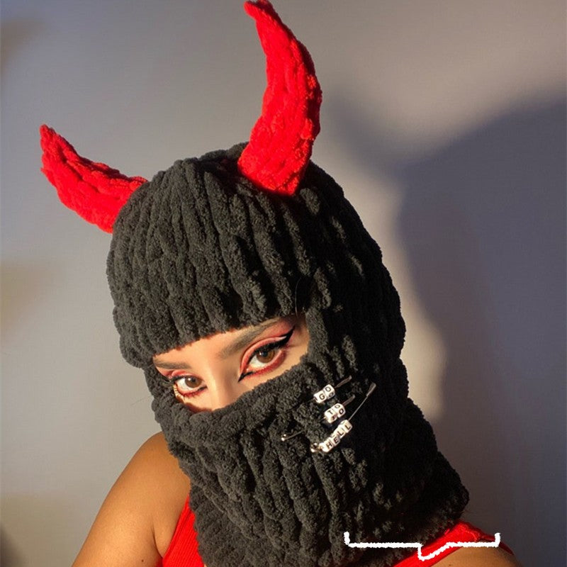 Thickened Demon Mask Warm Travel Fleece Head Cover