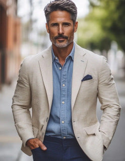 Men's Jacket Commute Leisure Printed Double Button Suit Jacket