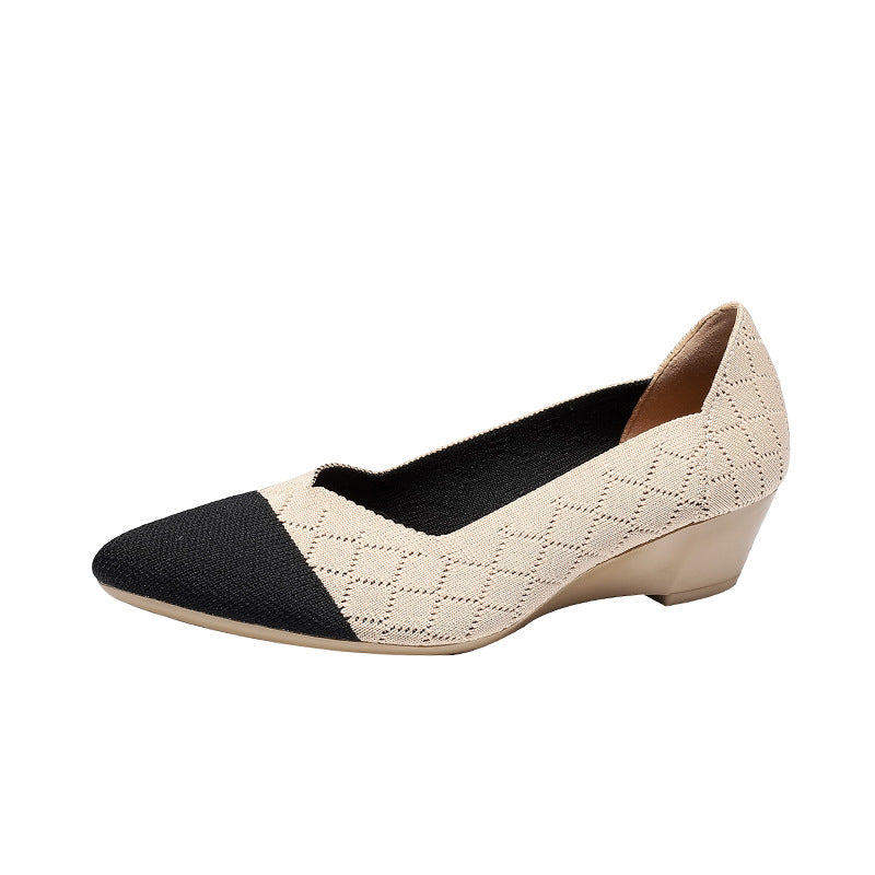 Fashion Casual Wedge Knitted Women Flyknit Casual Shoes