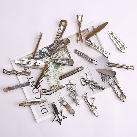Simple Metal Silver Hair Clip Side-style