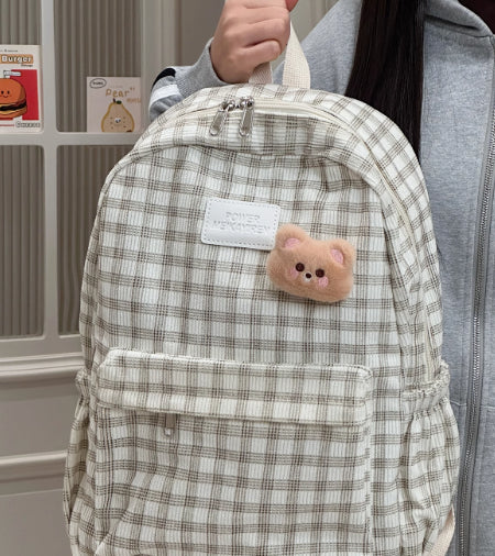 Japanese Ins Campus Retro Checked Backpack