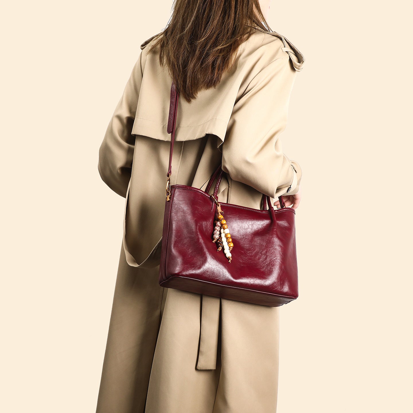 Solid-color Niche Underarm Pleated Fashion Tote Bag
