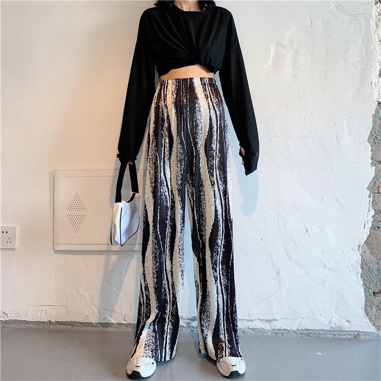 Spring And Summer Women's Wide-legged Pants High Waist Pleated