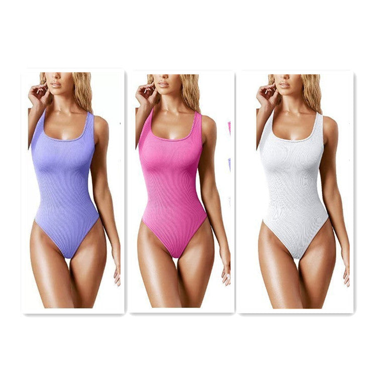 Women's U-neck Sleeveless Vest Tight Jumpsuit