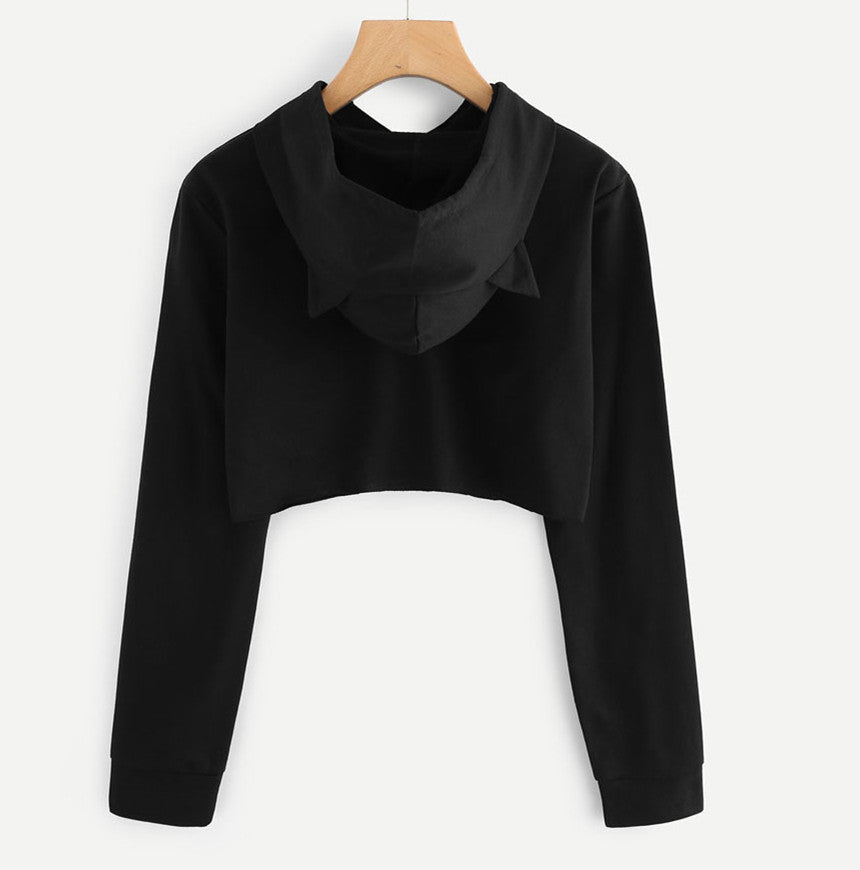 Girl Navel Exposed Cat Ear Sweater