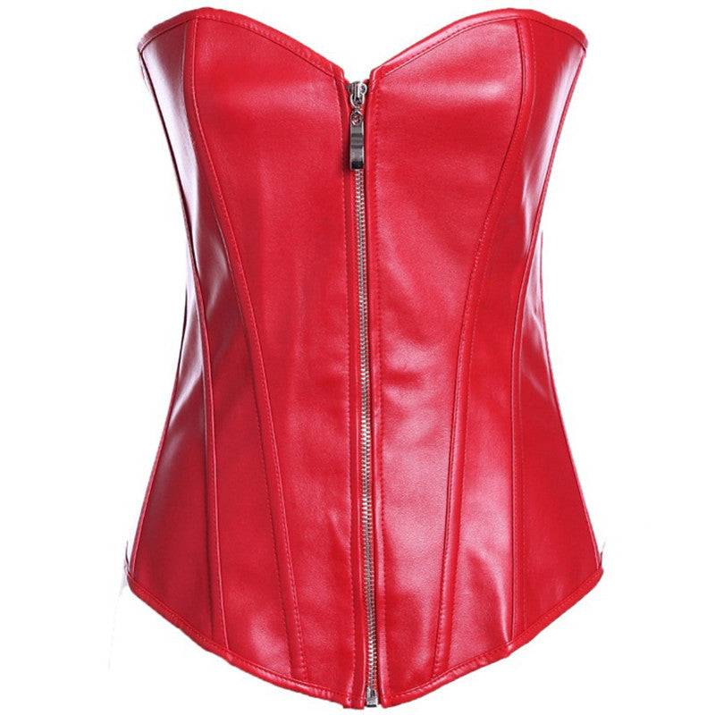 Court Zip-up Bodice In Leather Style