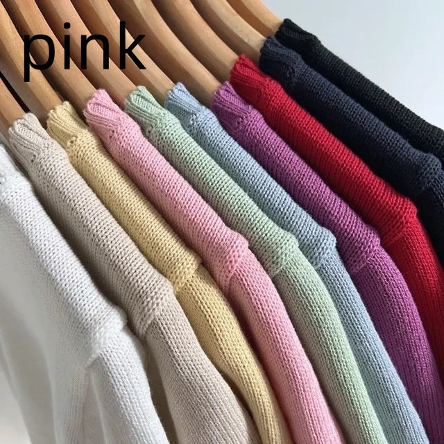 Simple V-neck Solid Color Short-sleeved Sweater Casual Short Top