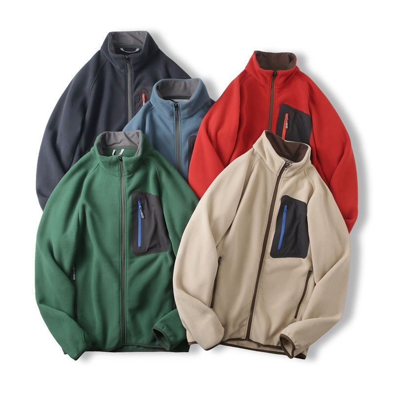 Quick Warm Quick Hot Velvet Men's Stand Collar Polar Fleece Jacket