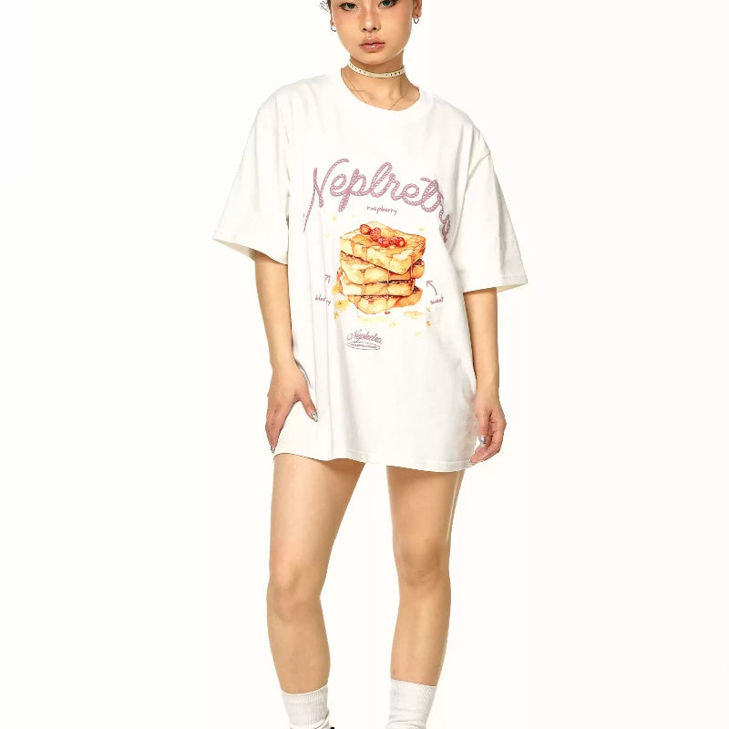 Retro Toast Printed Short-sleeved T-shirt For Women