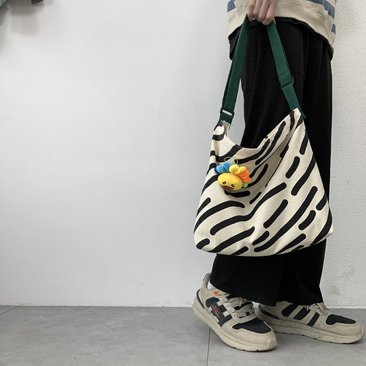 Women's One Shoulder Portable Large Capacity Messenger Canvas Bag