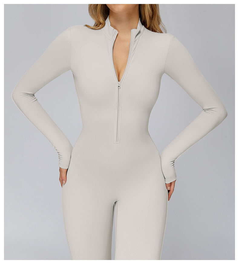 Fleece-lined Thermal Zip-up Fitness Bodycon Pants With A Cinched Waist