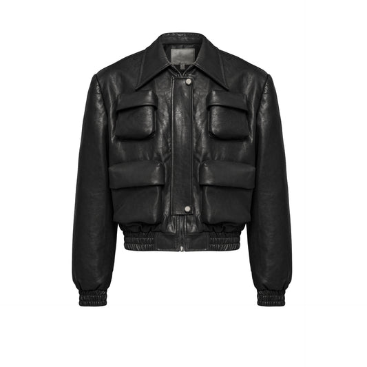 Short Multi-pocket Profile Design Spring And Autumn Leather Jacket Men's Loose Leisure Short Coat