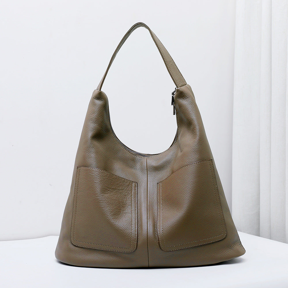 Large Capacity Soft Leather Versatile Leisure Bucket Bag