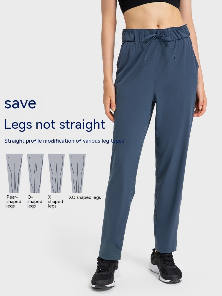 Drawstring Loose Elastic Straight-leg Pants Women