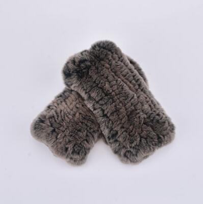 Rabbit Fur Half Finger Gloves Padded
