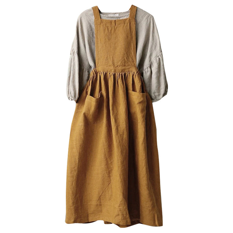 Women's Summer Niche Design Double Pocket French Linen Halter Skirt